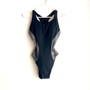 Vintage TYR MDSOC Athletic Black Grey One  Piece Swimsuit 36/XL